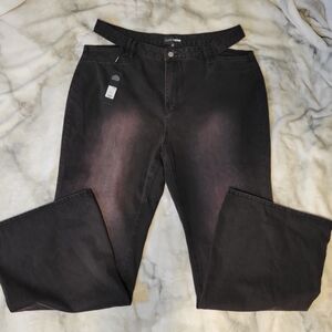 Fashion Nova Charcoal Wide Leg Jeans